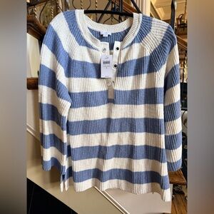 J.Jill NWT CRMBLHERON size S NWT. nautical sweater. Grommet front. Cotton.